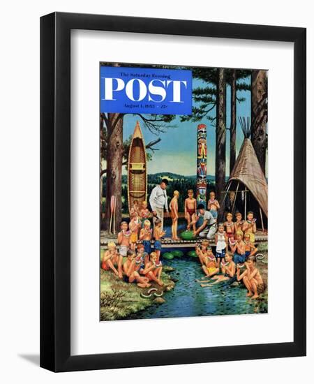 "Watermelon at Camp" Saturday Evening Post Cover, August 1, 1953-Stevan Dohanos-Framed Giclee Print