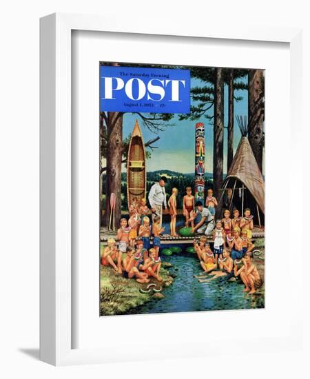 "Watermelon at Camp" Saturday Evening Post Cover, August 1, 1953-Stevan Dohanos-Framed Giclee Print