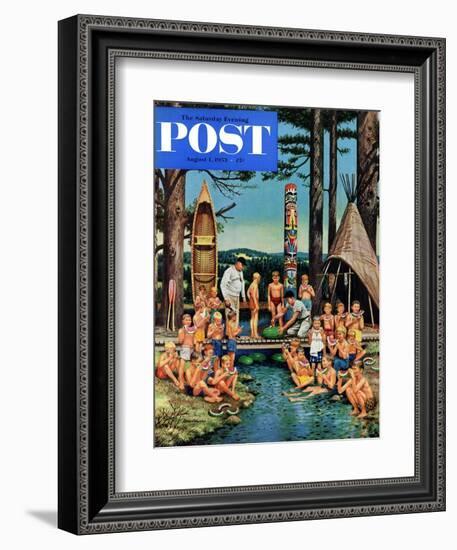 "Watermelon at Camp" Saturday Evening Post Cover, August 1, 1953-Stevan Dohanos-Framed Giclee Print