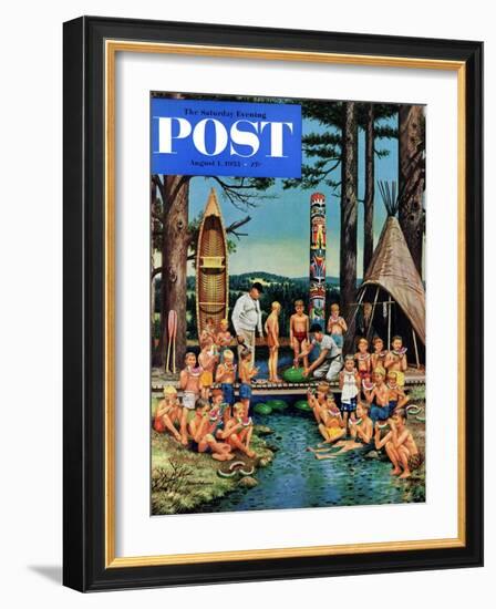 "Watermelon at Camp" Saturday Evening Post Cover, August 1, 1953-Stevan Dohanos-Framed Giclee Print