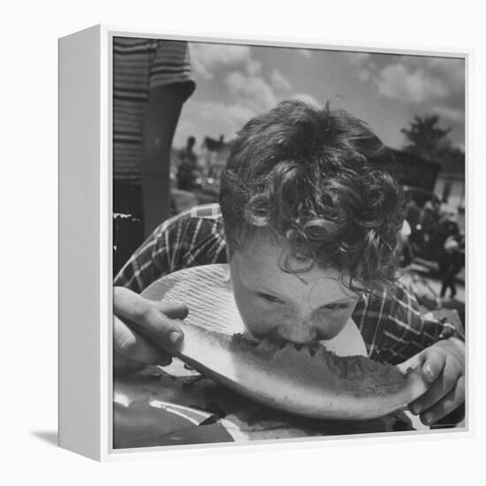 Watermelon Eating Contest-Joe Scherschel-Framed Premier Image Canvas