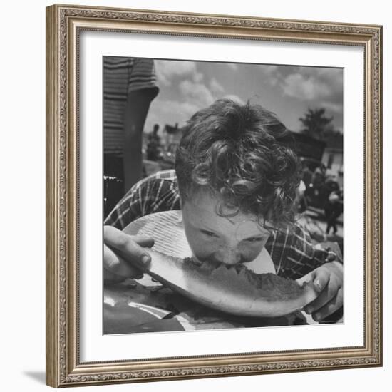 Watermelon Eating Contest-Joe Scherschel-Framed Photographic Print