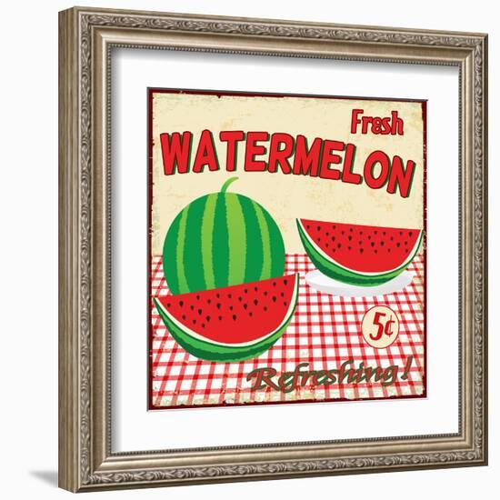 Watermelon Vintage Poster-radubalint-Framed Art Print