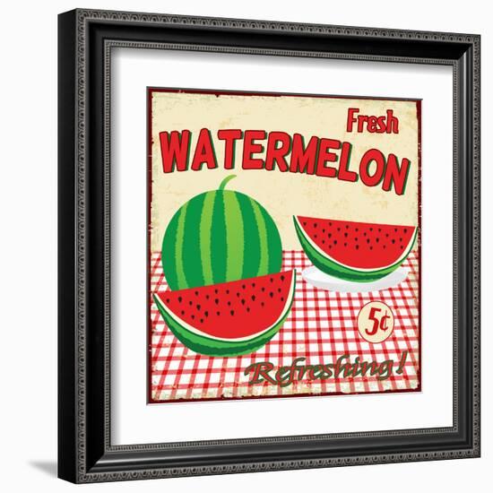 Watermelon Vintage Poster-radubalint-Framed Art Print