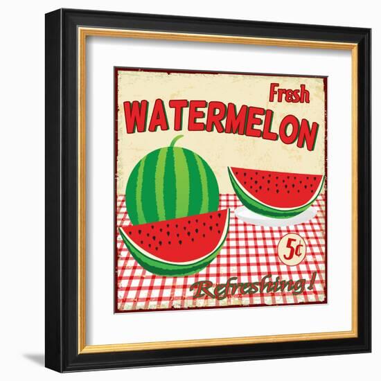 Watermelon Vintage Poster-radubalint-Framed Art Print