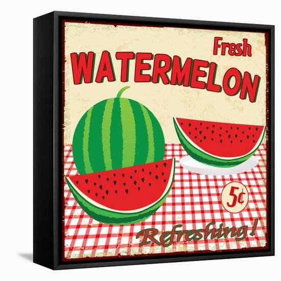 Watermelon Vintage Poster-radubalint-Framed Stretched Canvas