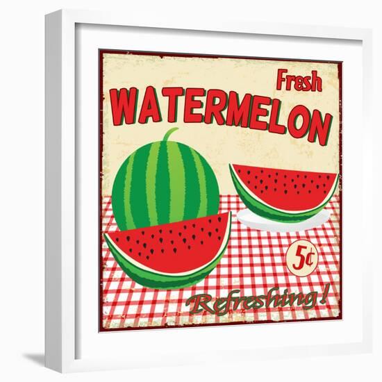 Watermelon Vintage Poster-radubalint-Framed Art Print