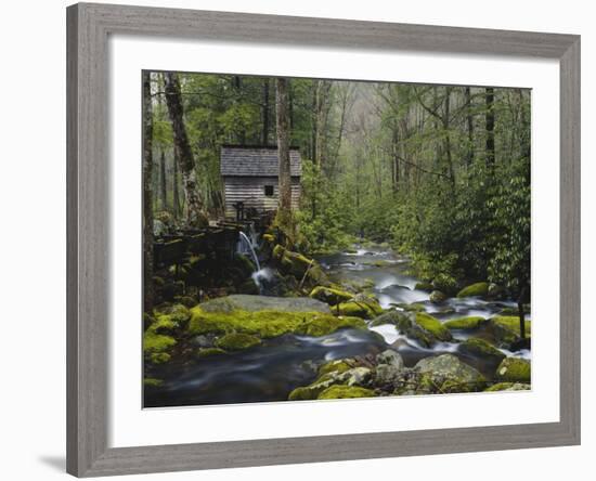 Watermill By Stream in Forest, Roaring Fork, Great Smoky Mountains National Park, Tennessee, USA-Adam Jones-Framed Photographic Print