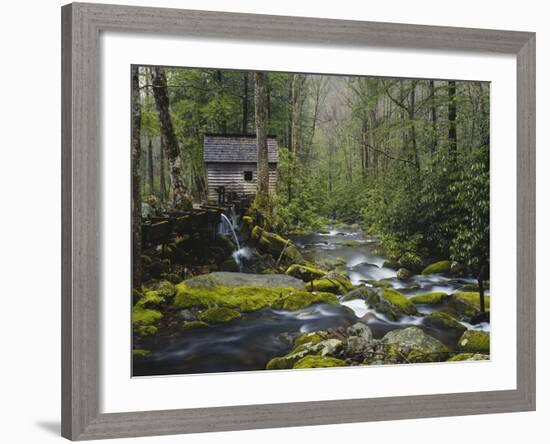 Watermill in Forest by Stream, Roaring Fork, Great Smoky Mountains National Park, Tennessee, USA-Adam Jones-Framed Photographic Print