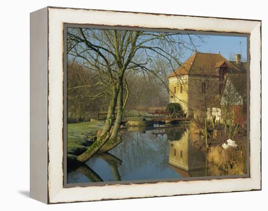 Watermill Reflected in Still Water, Near Montreuil, Crequois Valley, Nord Pas De Calais, France-Michael Busselle-Framed Premier Image Canvas