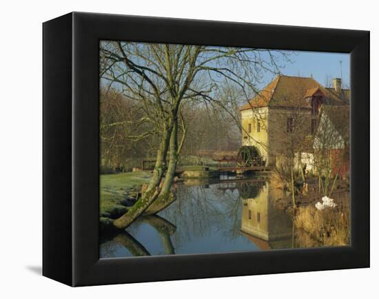 Watermill Reflected in Still Water, Near Montreuil, Crequois Valley, Nord Pas De Calais, France-Michael Busselle-Framed Premier Image Canvas