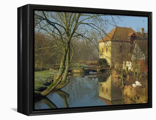 Watermill Reflected in Still Water, Near Montreuil, Crequois Valley, Nord Pas De Calais, France-Michael Busselle-Framed Premier Image Canvas