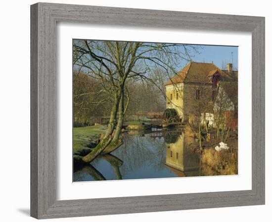 Watermill Reflected in Still Water, Near Montreuil, Crequois Valley, Nord Pas De Calais, France-Michael Busselle-Framed Photographic Print