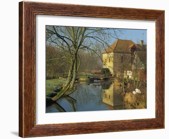 Watermill Reflected in Still Water, Near Montreuil, Crequois Valley, Nord Pas De Calais, France-Michael Busselle-Framed Photographic Print