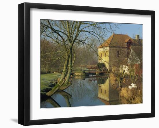 Watermill Reflected in Still Water, Near Montreuil, Crequois Valley, Nord Pas De Calais, France-Michael Busselle-Framed Photographic Print