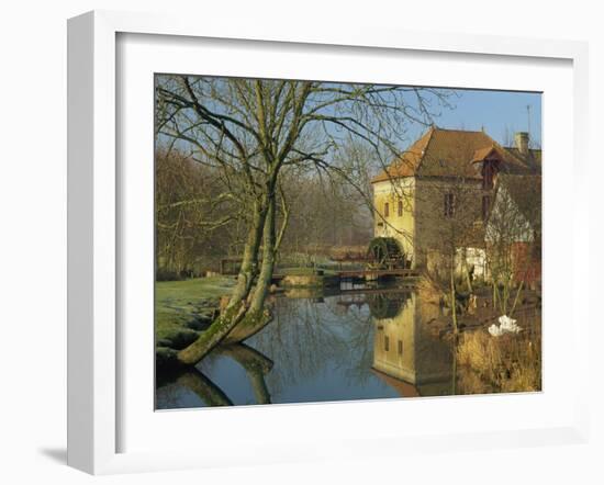 Watermill Reflected in Still Water, Near Montreuil, Crequois Valley, Nord Pas De Calais, France-Michael Busselle-Framed Photographic Print