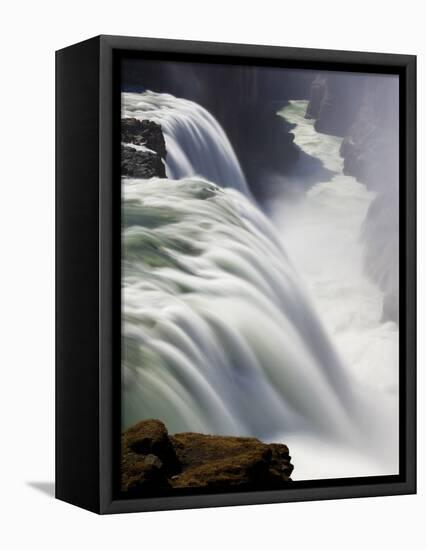 Waters of Gullfoss, Europe's Biggest Waterfall, Thundering Into a Deep Ravine, Iceland-null-Framed Premier Image Canvas