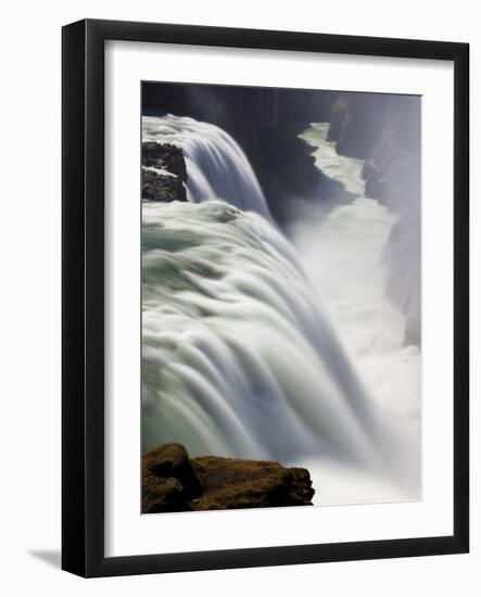 Waters of Gullfoss, Europe's Biggest Waterfall, Thundering Into a Deep Ravine, Iceland-null-Framed Photographic Print