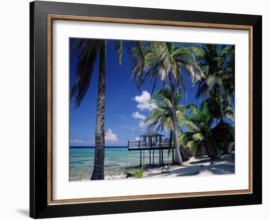 Waterside Restaurant Beneath Palms, Old Man Bay, Grand Cayman, Cayman Islands, West Indies-Ruth Tomlinson-Framed Photographic Print