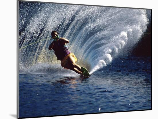 Waterskier with Water Spray-null-Mounted Photographic Print