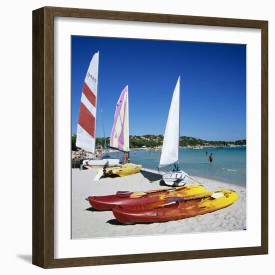 Watersports on Beach, Plage De Santa Giulia, Southeast Coast, Corsica, France, Mediterranean, Europ-Stuart Black-Framed Photographic Print