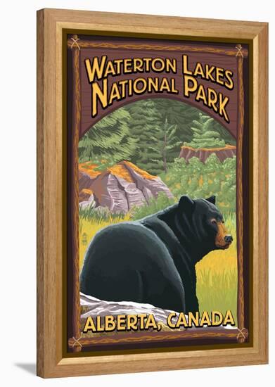 Waterton Lakes National Park, Canada - Bear in Forest-Lantern Press-Framed Stretched Canvas