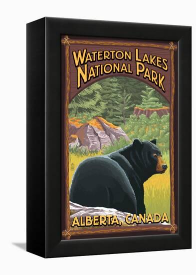 Waterton Lakes National Park, Canada - Bear in Forest-Lantern Press-Framed Stretched Canvas