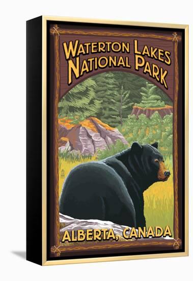 Waterton Lakes National Park, Canada - Bear in Forest-Lantern Press-Framed Stretched Canvas