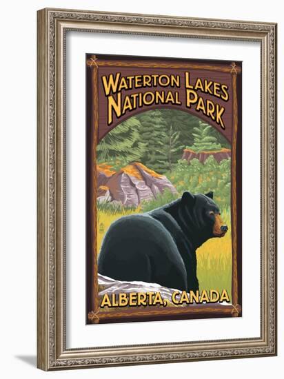 Waterton Lakes National Park, Canada - Bear in Forest-Lantern Press-Framed Art Print