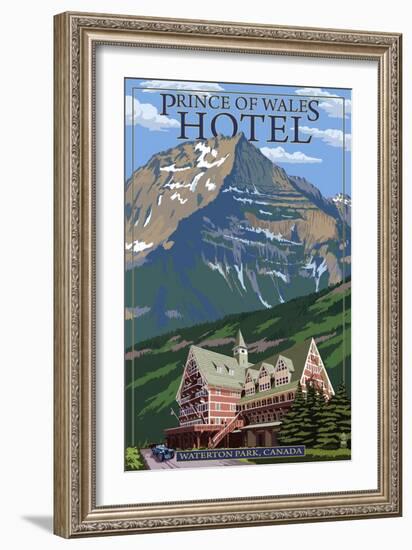 Waterton Lakes National Park, Canada - Prince of Wales Hotel-Lantern Press-Framed Art Print