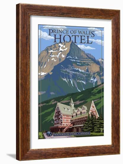 Waterton Lakes National Park, Canada - Prince of Wales Hotel-Lantern Press-Framed Art Print