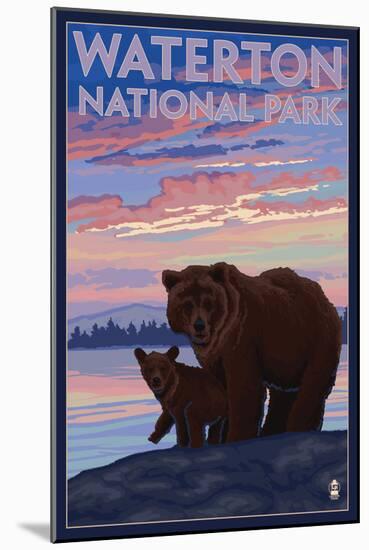 Waterton National Park, Canada - Bear & Cub-Lantern Press-Mounted Art Print