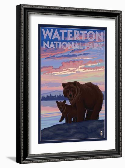 Waterton National Park, Canada - Bear & Cub-Lantern Press-Framed Art Print