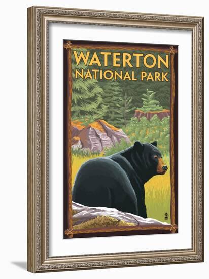 Waterton National Park, Canada - Bear in Forest-Lantern Press-Framed Art Print