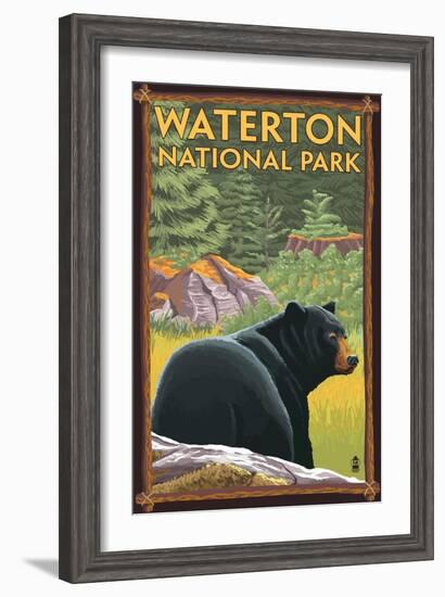 Waterton National Park, Canada - Bear in Forest-Lantern Press-Framed Art Print