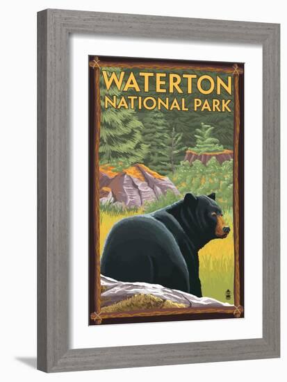 Waterton National Park, Canada - Bear in Forest-Lantern Press-Framed Art Print