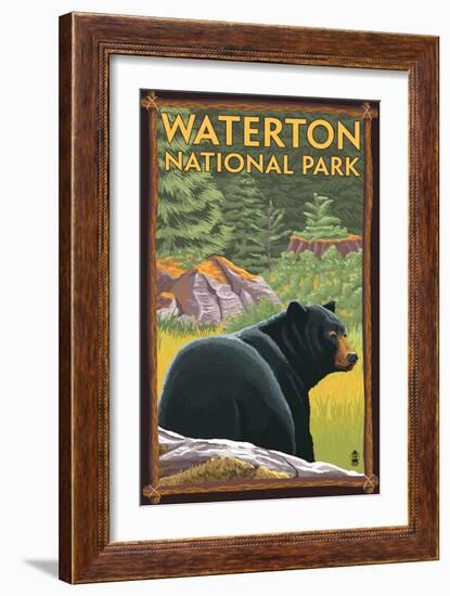 Waterton National Park, Canada - Bear in Forest-Lantern Press-Framed Art Print