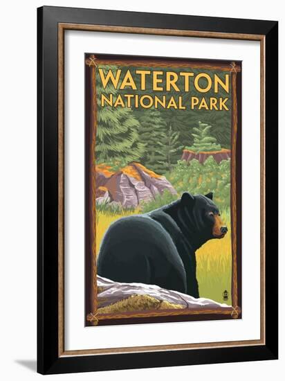 Waterton National Park, Canada - Bear in Forest-Lantern Press-Framed Art Print