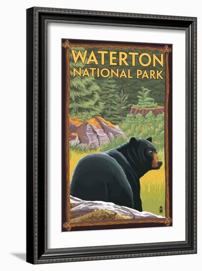 Waterton National Park, Canada - Bear in Forest-Lantern Press-Framed Art Print