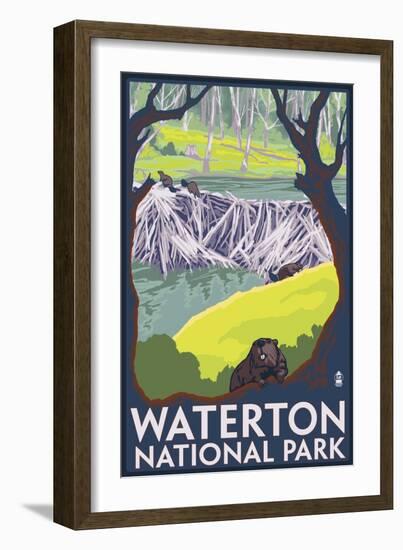 Waterton National Park, Canada - Beaver Family-Lantern Press-Framed Art Print