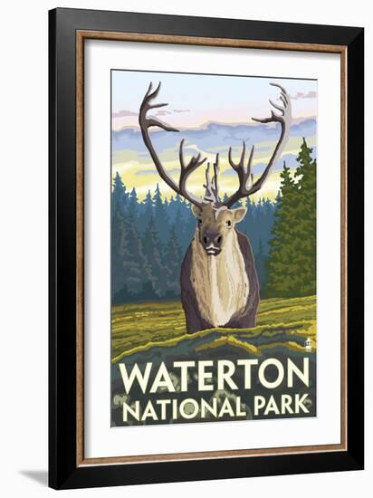 Waterton National Park, Canada - Caribou-Lantern Press-Framed Art Print