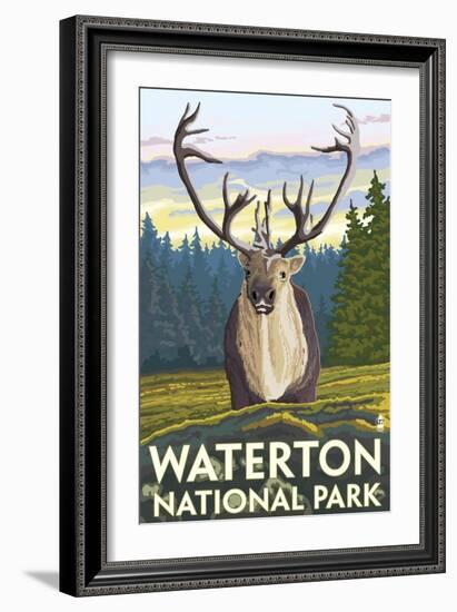 Waterton National Park, Canada - Caribou-Lantern Press-Framed Art Print