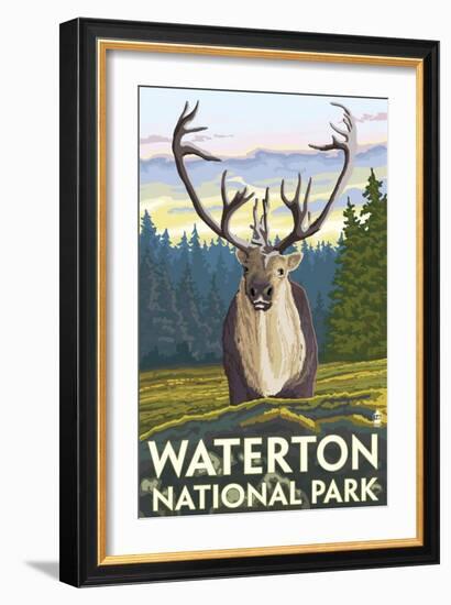 Waterton National Park, Canada - Caribou-Lantern Press-Framed Art Print