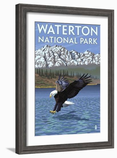 Waterton National Park, Canada - Eagle Fishing-Lantern Press-Framed Art Print