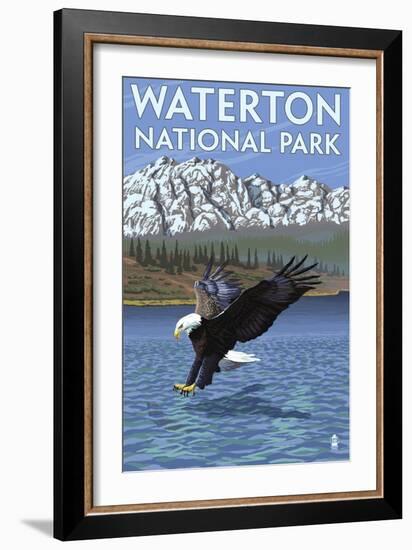 Waterton National Park, Canada - Eagle Fishing-Lantern Press-Framed Art Print