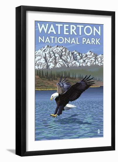 Waterton National Park, Canada - Eagle Fishing-Lantern Press-Framed Art Print