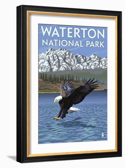 Waterton National Park, Canada - Eagle Fishing-Lantern Press-Framed Art Print