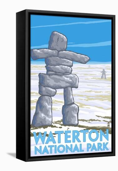 Waterton National Park, Canada - Inukshuk-Lantern Press-Framed Stretched Canvas