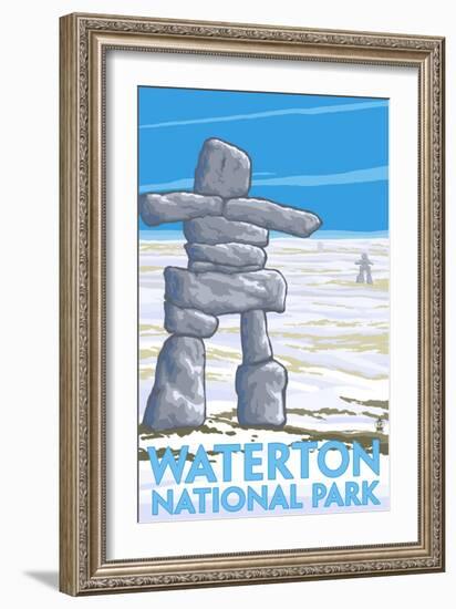 Waterton National Park, Canada - Inukshuk-Lantern Press-Framed Art Print