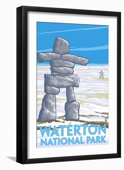 Waterton National Park, Canada - Inukshuk-Lantern Press-Framed Art Print